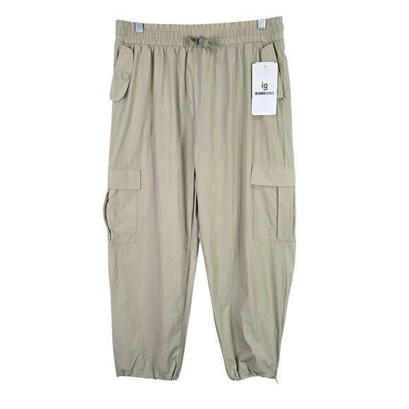 Mens In Good State Beige Cargo Jogger Pants Nylon Spandex Blend Lightweight XL - Picture 1 of 9
